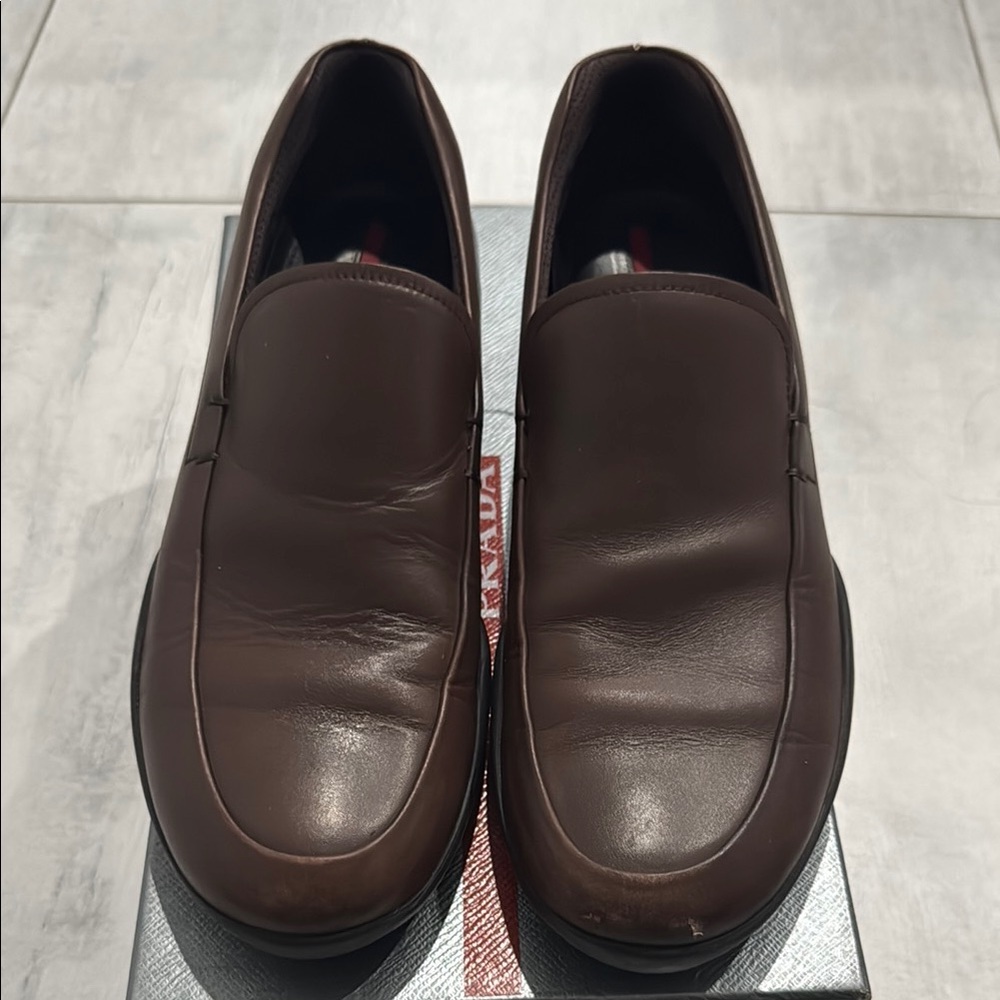 Prada Brown Leather Men's Loafers